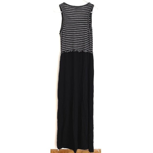 SPLENDID ANTHROPOLOGIE Tiered Maxi Dress Black White Striped Mixed Media Summer - Picture 11 of 14